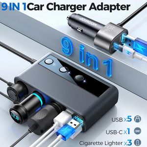 Caricabatterie Joyroom 154W 9 in 1 Adattatore caricabatteria per auto PD 3 prese accendisigari Splitter carica Interruttori indipendenti Presa sigaretta DC