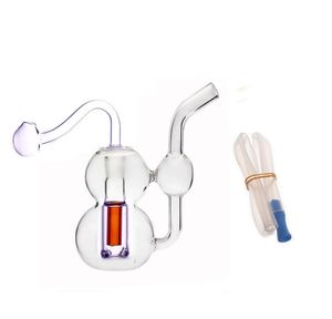 Mini-Recycler-Wasserbongs, Shisha-Bubbler, Handrauchwasserpfeifen, DAB-Rig-Ölbrenner-Bong für trockene Kräuter mit männlichem Glas-Ölbrennerrohr und Schlauch