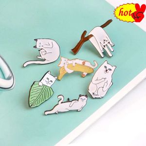 Hot Lapel Pins Creative Pose Kitten Banana Enamel Pins Cute Animal Brooches Women Men Clothes Lapel Pin Badges Jewelry Accessories Gift for Fri