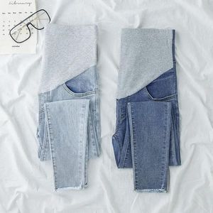 Jeans Sky Blue Maternity Pants Graviditetskläder Denim Jeans Leggings för gravida kvinnor Kläder ammande byxor Capris M2XL