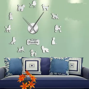 Wall Clocks Modern Design Acrylic Mirror Stickers Frameless 3D Clock Pet Dog For Indoor Office Store Decoration DIY Art Clockwork