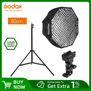 Tillbehör Godox 80cm Octagon Paraply Softbox Light Stand Paraply Hot Shoe Bracket Kit för Canon Nikon Godox Yongnuo Flash Speedlight