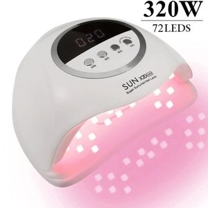 320w sun x20 max 72 leds uv conduziu a lâmpada do prego para gel polonês secador de luz profissional com temporizador sensor automático ferramenta arte 240111