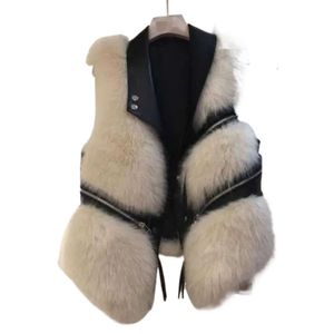 Pelliccia da donna Autunno e Inverno Designer Gilet Bavero Senza maniche Bottone Slim Cappotto in pelliccia sintetica di grandi dimensioni Pelliccia One Piece Clip 1RLDR