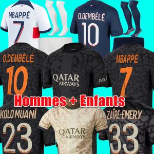 Zaire Emery Barcola Paris Soccer Ferseys 23 24 Hakimi Mbappe Kolo Muani O.Dembele SG Football Dorts G.Ramos Men Kids Maillot foot enfants