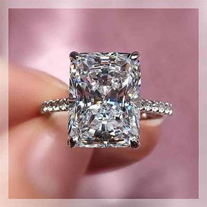 Handmade Radiant Cut 3ct Lab Diamond Ring 925 sterling silver Bijou Engagement Wedding band Rings for Women Bridal Party Jewelry238g