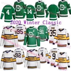 Maglia classica invernale Nashville Predators 2020 Dallas Stars 95 Duchene 35 Rinne 9 Forsberg 14 Benn 91 Tyler Seguin 4 Ellis Maglia da hockey