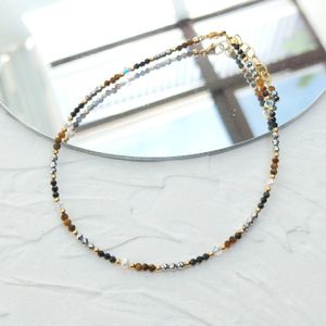 Anklets lii ji svart spinel tiger ögon hematit pärla 14 k guld fylld ankel natursten 2 mm liten storlek glittrande handgjorda smycken