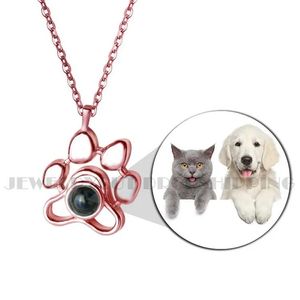 Necklaces Customize Pet Picture Projection Necklace Dog Cat Paw Pendant Memory Jewelry Gift Dropshipping Mother's Day Gifts