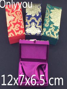 Luxury Cotton Filled Rectangle Silk Brocade Gift Box Birthday Wedding Packaging Chinese Jewelry Case Craft Storage Boxes 12x7x65 7307003