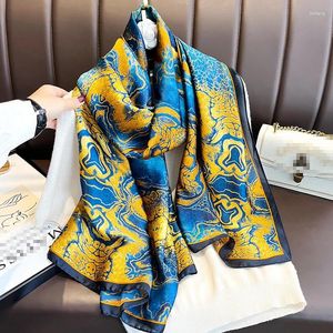 Schals 2024 Frauen Mode Foulard Designer Schal Weiche Seide Fühlen Luxe Blume Schal Dual-use-Dünne Vier Jahreszeiten OEM Großhandel