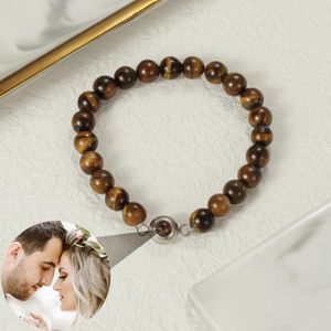 Pulseiras com projeção de foto personalizada, contas de pedra natural, pulseira com imagem dentro, joia personalizada, presente para homens, frete grátis