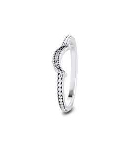 Autentyczny 925 Srebrny pierścionek Srebrny Pierścień Półksiężyc Pierścienia zaręczynowe Weddne Pierścionki zaręczynowe dla kobiet w biżuterii mody Bijoux femme5912023