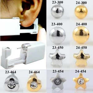 Smycken 24 st/låda ingen smärta örat piercing kit engångssäker steril 316l stål öron stud piercing pistol piercer verktyg örhänge smycken