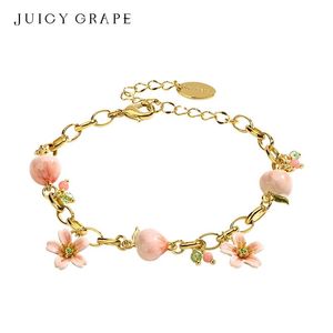 Armband Juicy Grape Armband för kvinnor Delikat vatten persika och blommor justerbara fina smycken handgjorda emalj design den perfekta gåvan