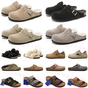 Pantofole da uomo con fibbia in pelle scamosciata shearling Arizonas Boston Birkinstocks Scivoli in pelliccia Piattaforma Scarpe casual Infradito Suola piatta in sughero Donna Microfibra Stock Beach DHgate