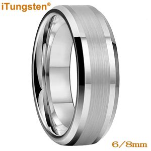 Itungstênio 6mm 8mm banda de casamento de noivado anel de dedo de carboneto de tungstênio para homens mulheres casal moda joias da moda conforto ajuste 240110