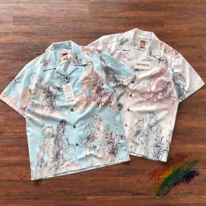 Men's Casual Shirts WAO MARIA Hawaiian Shirts Men Women 1 1 2023ss Buttons Poet Short Sleeveyolq