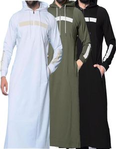 Men Gown Muslim Arabian Robe Solid Color Full Length Sweatshirt Longsleeved Hooded Islamic Male Casual Clothing5237954