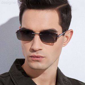 2023 customized unique unisex pc lens spring hinges uv400 metal rimless square shades sunglasses wholesale