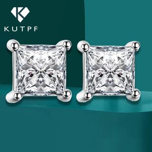 Küpe 0.6/1/2 karat prenses kesilmiş kare moissanit elmas saplama küpeler için 100% 925 STERLING Gümüş Küpe Partisi Güzel Mücevherat