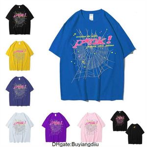 2024 T-shirty męskie 555 Hip Hop Kanyes Style SP5DER T SHIRT SPARUDER European and American Young Singers Short Sleeve L3QT