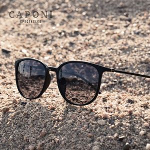 Caponi Luxury Light Titanium TR90 Frame Men's Shares Driving PhotoChromic Solglasögon Polariserade UV400 Women BS520