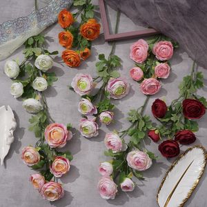 5 head tea rose single tea rose bud cross-border foreign trade wholesale simulation flower garden wine shop soft decoration flower WP