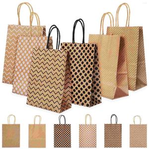 Pcs Kraft Paper Bags Gift With Handles Brown Box Wrapping Shopping