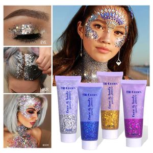 Eye Sequins Gel Mermaid Scale Face Body Lip Glitter Powder Shadow Bright Polarized Dance Nail Decoration Makeup 50ML 240111