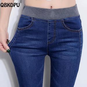 Dżinsy ponadwymiarowe 40 rozciągnięcie chude dżinsy kobiety elastyczne patchwork ołówku wysokiej talii Vaqueros Casual Denim Spods Spring Kowboy Leggings