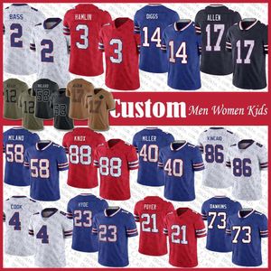 Großhandel Custom 17 Josh Allen Stefon Diggs Fußballtrikot Dalton Kincaid James Cook Dawson Knox von Miller Dion Dawkins Damar Hamlin Tyler Bass Khalil Shakir Jim Ke