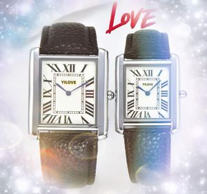 Couple Women Quartz Fashion Mens Watch Automatic Dating Men Square Black White Dial Clock Ultra Thin Man Gifts Bracelet Roman Tank All the Crime Wristwatch Gifts