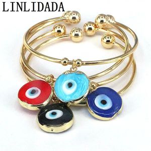 Bangles 5pcs altın renk retro bakır bilek bileklik moda lambası yuvarlak gözler Türk takılar bilezikler kadınlar için mücevher