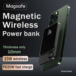 Banche di alimentazione per telefoni cellulari Nuova banca di alimentazione magnetica da 10000 mAh PD20W Batteria esterna a ricarica rapida Magsafing per Powerbank di ricarica wireless da 15 W ForL240111