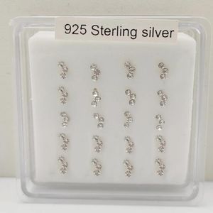 Biżuteria 925 Sterling Srebrny kryształowy nosek moda indyjska nos piercing biżuteria 20pcs/pakiet