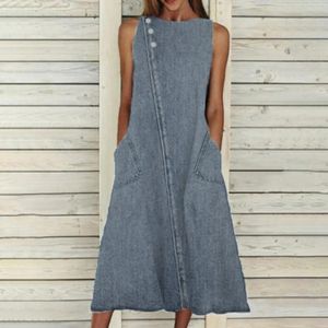 Jeans Western Jean Summer Outfits For Women 2023 High Neck Button Down Sleeveless Midi Denim Dress Women'S Clothing Vestidos