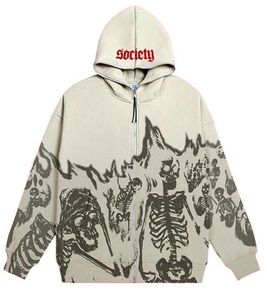 Men039s moletons moletom emo homem streetwear vintage crânio hoodie zip up grunge moletom de grandes dimensões gótico topos harajuku a8131995