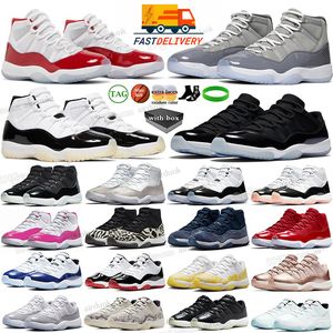 Com caixa jumpman 11 sapatos de basquete homens mulheres 11s dmp cereja cool cinza cimento boné e vestido criado gama azul rosa mens jump man 11 preto baixo treinadores esportivos sapatilhas