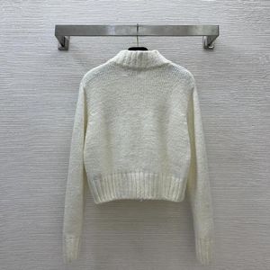 Kvinnors stickor Diamond Soldded paljett flätad kort blixtlås långärmad stående krage mode stickad cardigan topp