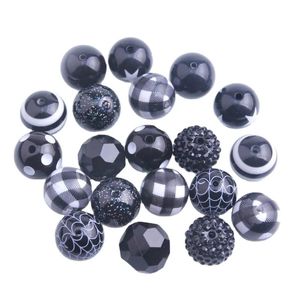 Perline Kwoi Vita AM014 Colore nero Design personalizzato Mix Perline acriliche per bambini Collana robusta Gioielli 20mm 50 PZ