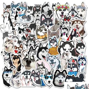 Akcesoria skate 50pcs Husky Naklejki Wodoodporna winyl urocza naklejka na pies do laptopa obudowa z piwem Butelka wodna