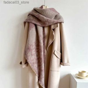 Halsdukar Luxury Leopard Print Scarf Women Cashmere Imitation Scarve Autumn Winter Warm Men Outdoor Wrap Neckerchief Shawl Foulard Bandana Q240111