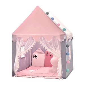 Large Children Toy Tent 1.35M Wigwam Folding Kids Tents Tipi Baby Play House Girls Pink Princess Castle Child Room Decor 240110