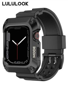 アクセサリーLululook Watch Bands Case for Apple WatchシリーズSE/7/6/5/4 TPUストラップバンド付きIWATCHメタルダイヤル保護ケース44/45mm