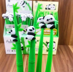 Милая силиконовая гелевая ручка в форме панды, бамбуковая ручка для подписи, мягкий клей, карандаш для студентов, канцелярские принадлежности, без коробки для дисплея