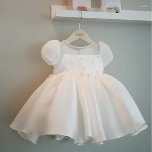 Flickaklänningar Baby Girls Beading Dopinging Gowns Chiffon Tutu Wedding Party For Born First Communion Födelsedag Kids 1-8 år