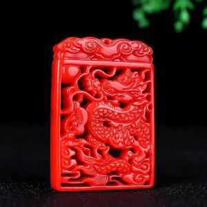 Pendants 100% Natural Jade Pendant red dragon Collection Stone Lucky Amulet Hand engraving Necklace jewelry New Lovers Pendant