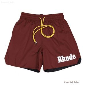 Mens Shorts Rhude Limited Summer Swim Short Kne Length Hip Hop High Street Sports Training Beach Elastic Midje Mesh Sweatpants 8352