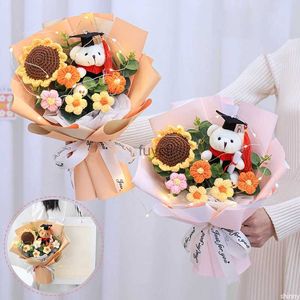 Other Arts and Crafts Graduation Crochet Flower Bouquet Knitted Sunflower Bouquet Birthday New Year Gift Wedding Party Decor Valentine's Day Gift YQ240111